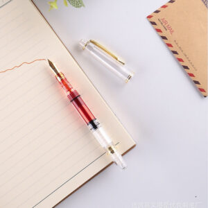 教师专用大容量透明红笔｜活塞吸墨批改作业钢笔 / Teacher's Large-Capacity Transparent Red Fountain Pen | Piston Ink Filling for Grading