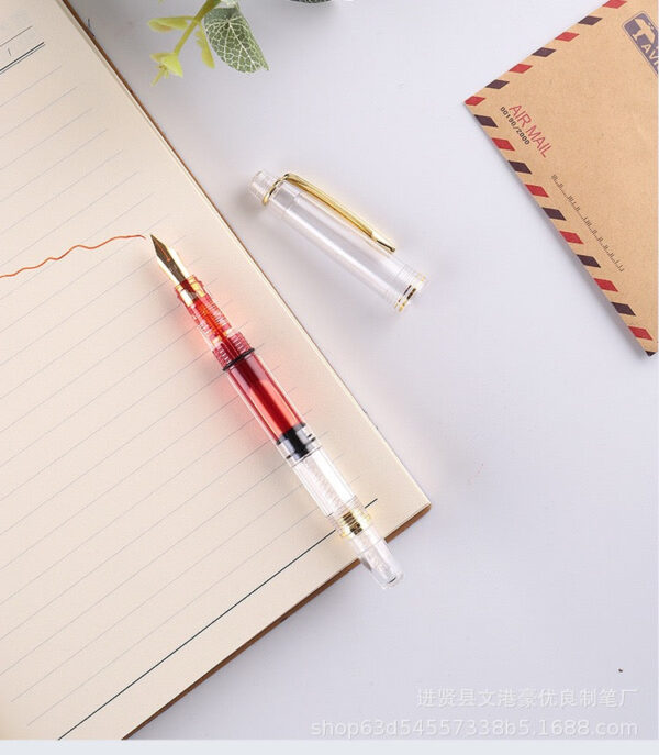 IMG_7839.jpg 教师专用大容量透明红笔|活塞吸墨批改作业钢笔 / Teacher's Large-Capacity Transparent Red Fountain Pen | Piston Ink Filling for Grading