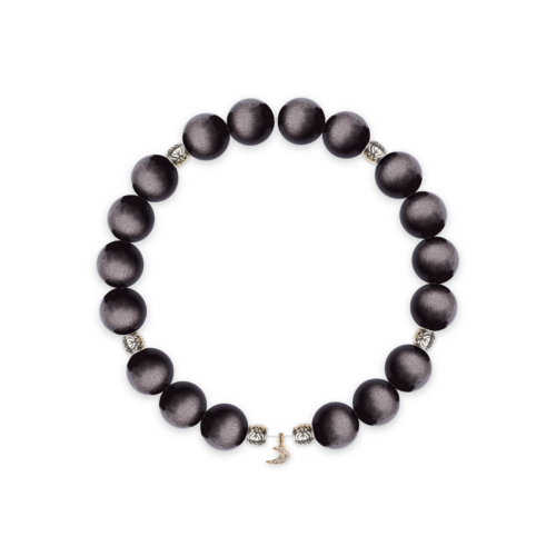 Silver Obsidian & Pave Moon Bracelet – D86EE3